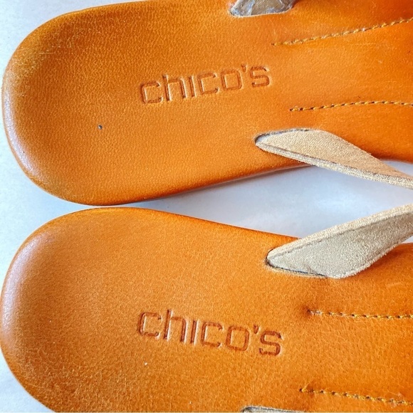 Chicos Tan Thong Sandals w/Red, White and Gold Beading - Picture 10 of 12